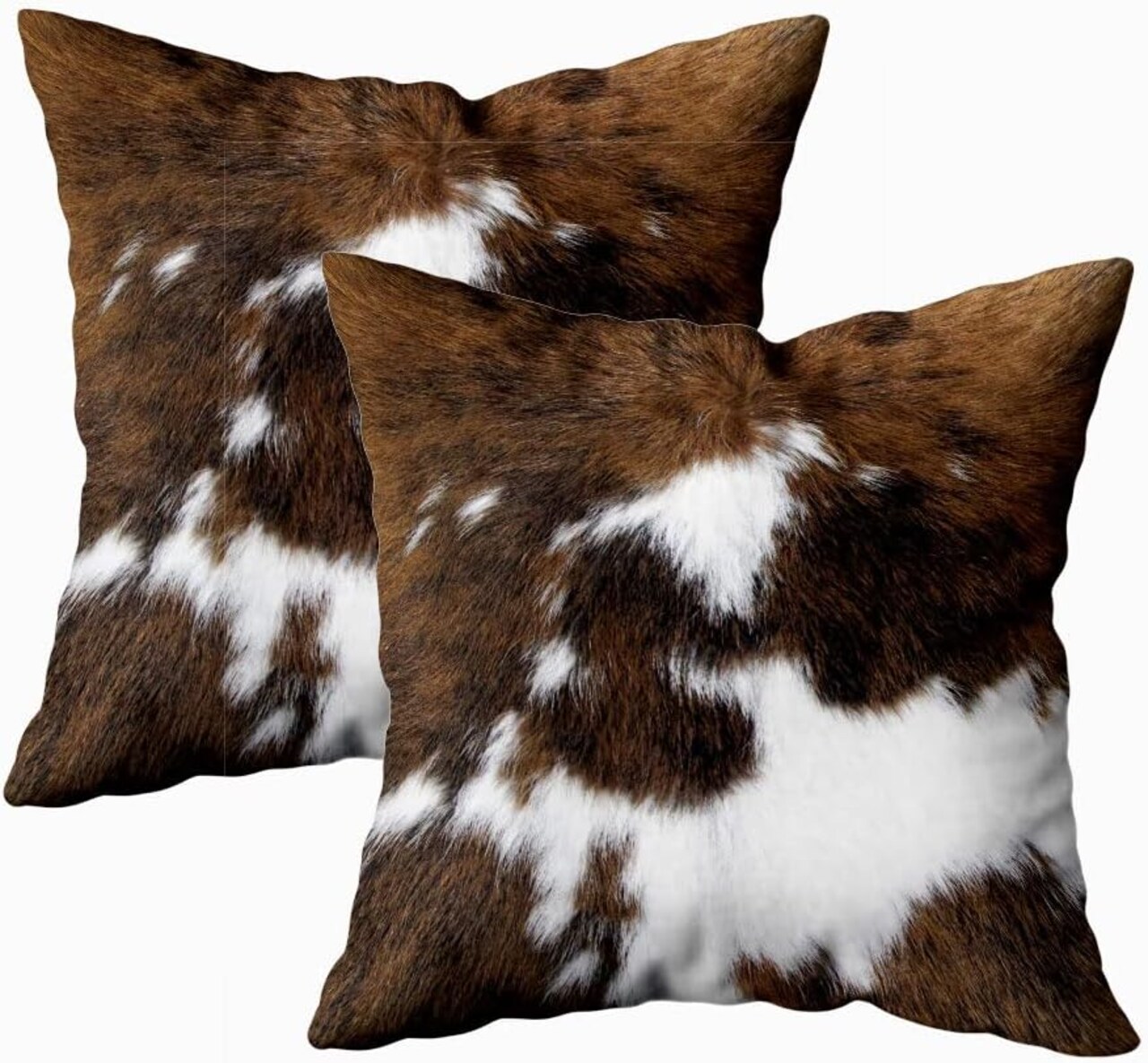 2 Packs Hidden Zippered Pillowcase Christmas Cowhide Accent 20X20Inch,Decorative Throw Custom Cotton Pillow Case Cushion Cover for Home
